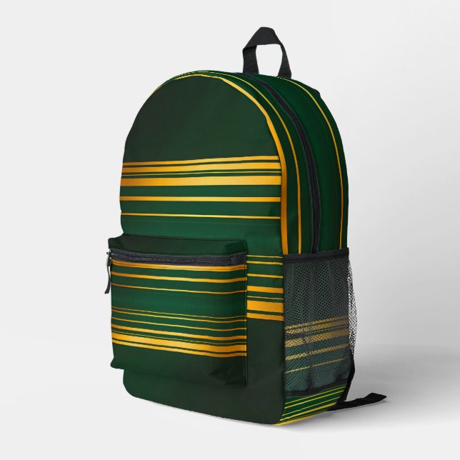 Linen Luxus Trendy Green Gold Texture Collection Bedruckter Rucksack (Rückseitige Ecke Rechts)