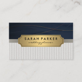 Linen Metallic Gold Blue Visitenkarte
