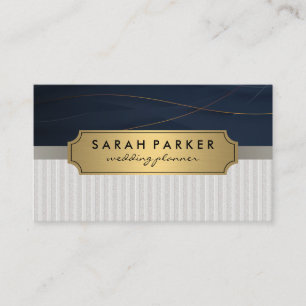 Linen Metallic Gold Blue Visitenkarte