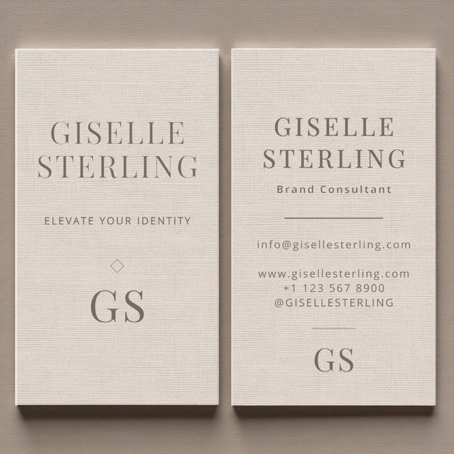 Linen Monogram Modern Elegant Minimalist  Visitenkarte (Von Creator hochgeladen)