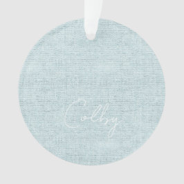Linen Pastel Green Baby NAME Birthday Sweet Ornament
