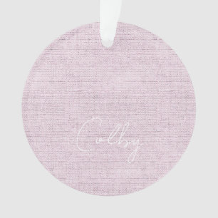 Linen Pastel Pink Baby Girl Name Birthdate Sweet Ornament