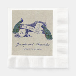 Linen Peacock Rustikales Hochzeitspapier Napkins Serviette