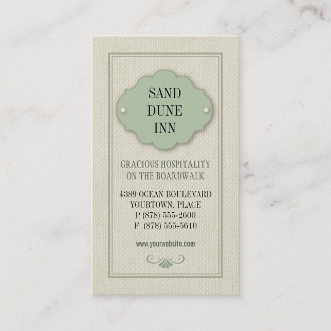 Linen Plaque Hospitality Visitenkarte (Vorderseite)