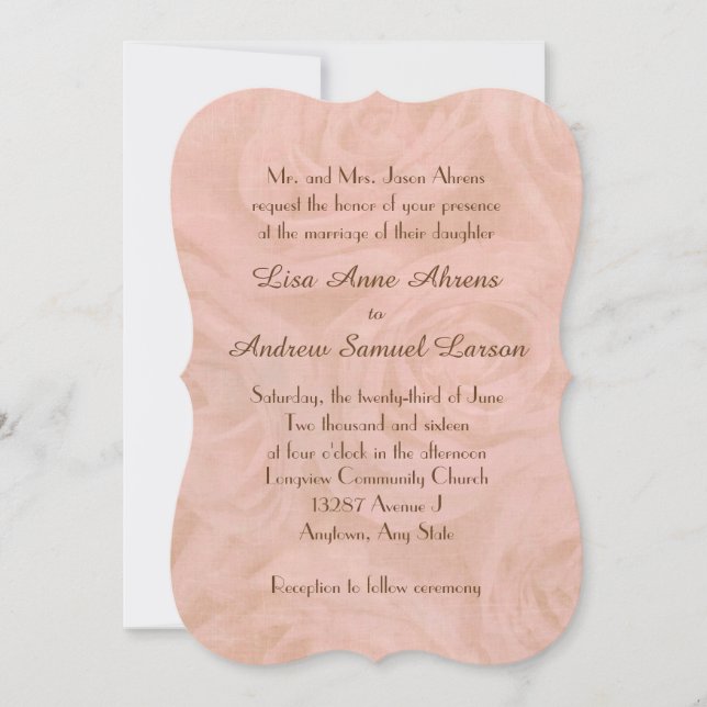 Linen-Rose Hochzeit Einladung (Vorderseite)