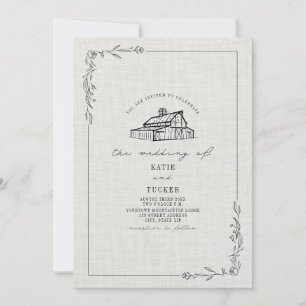 Linen Rustic Barn Country Wedding Einladung