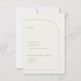 Linen & Sage Green Arch Minimalist w Meal Choice RSVP Karte
