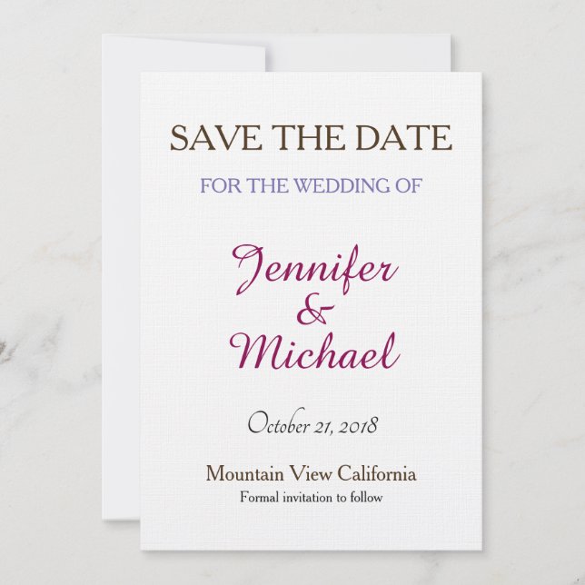 Linen Save the Date Hochzeit klassische Handschrif (Vorderseite)
