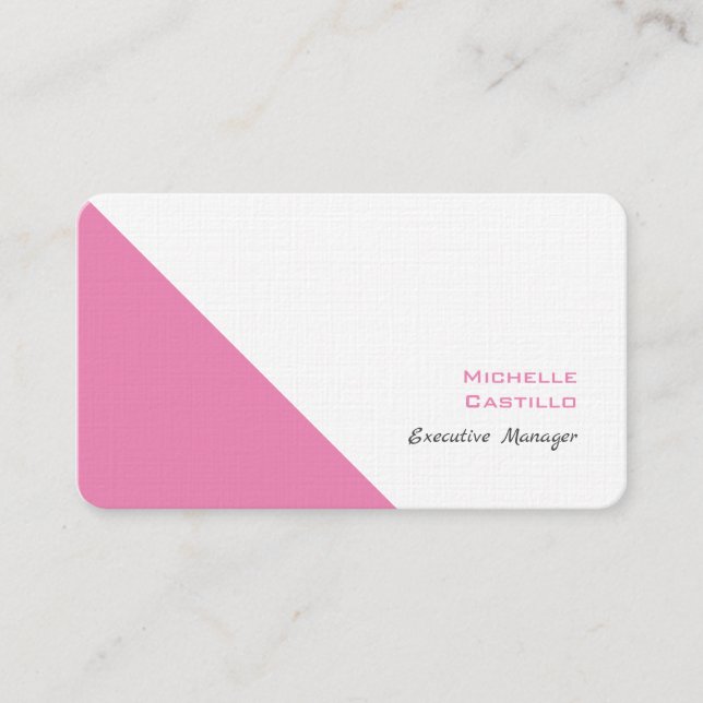 Linen Schlicht Weiblich Minimalistisch rosa weiß Visitenkarte (Vorderseite)