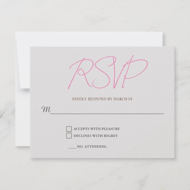 Linen Schlichte Hochzeitserie RSVP Antwortkarte (Vorderseite)