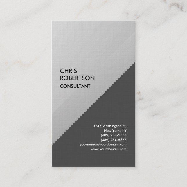 Linen Silver Gray Exklusive Special Moderne einzig Visitenkarte (Vorderseite)