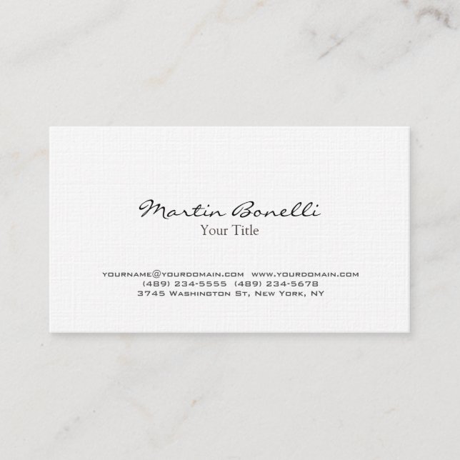 Linen Stylish Trendy Business Card Visitenkarte (Vorderseite)