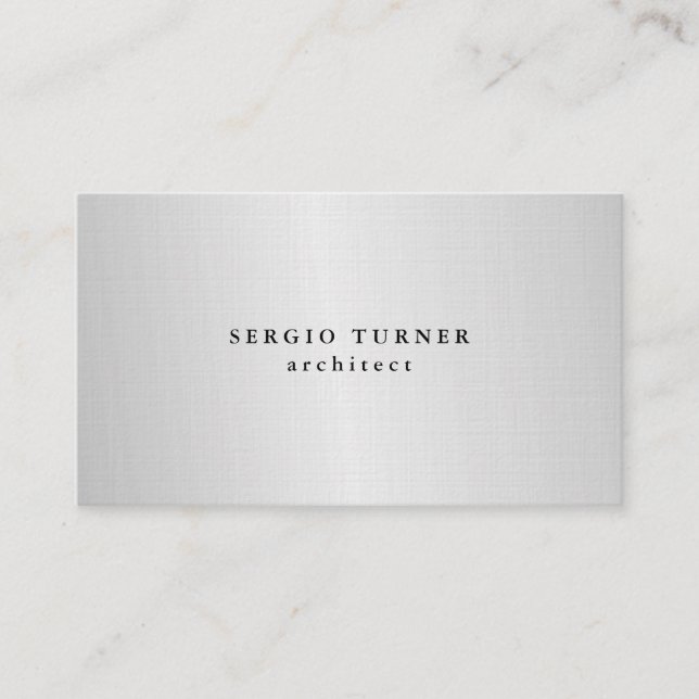 Linen Trendy Minimalistisch Beruflich Silber Grau Visitenkarte (Vorderseite)