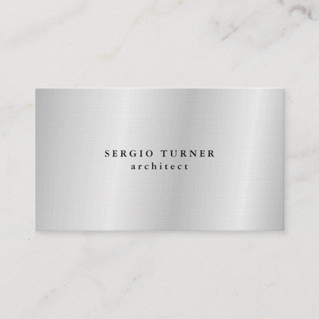 Linen Trendy Minimalistisch Beruflich Silber Grau Visitenkarte (Vorderseite)