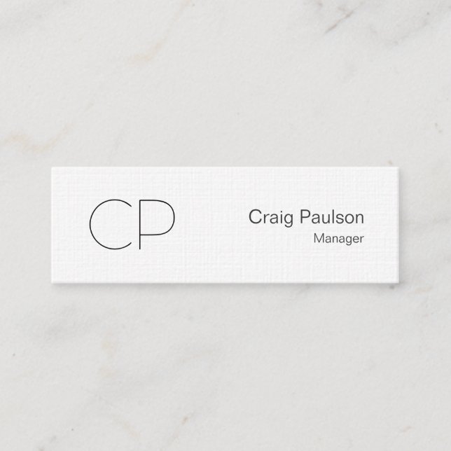 Linen Trendy Slim Monogram Business Card Mini Visitenkarte (Vorderseite)