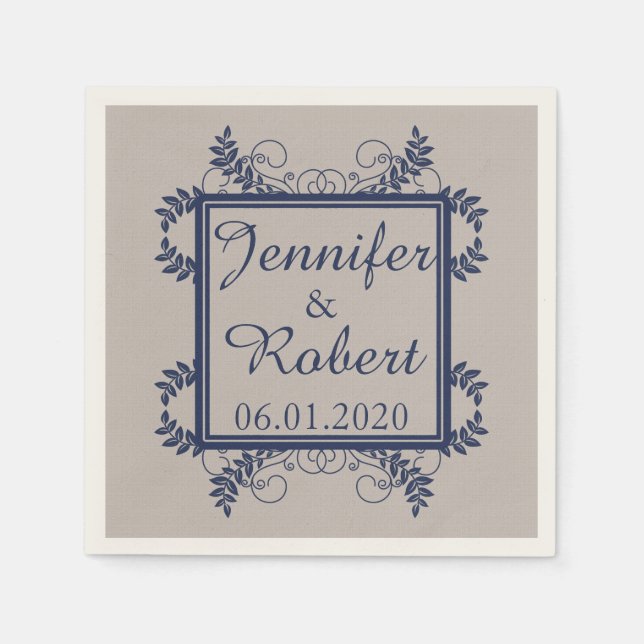 Linen und Vintage Hochzeit Napkin Serviette (Vorderseite)