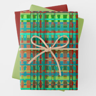 Lines-trendy bläulich verbranntes braunes Stammesl Geschenkpapier Set