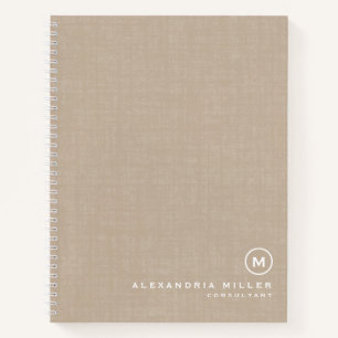 Linge beige moderne Carnet monogramme minimal