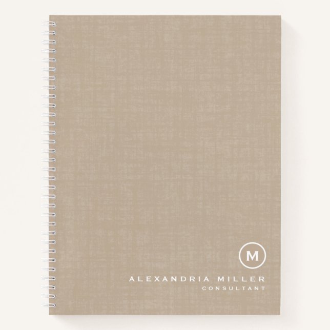Linge beige moderne Carnet monogramme minimal (Devant)