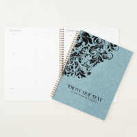 Linge bleu clair Texture Ornement floral noir