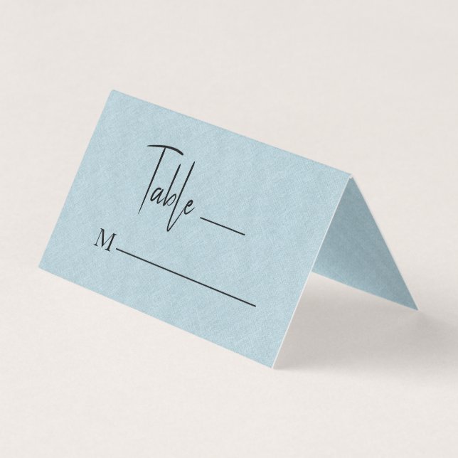 Linge Bleu Simple Script noir Mariage Carte Place (Devant)