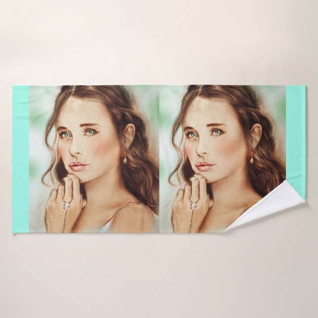 Linge coloré illustré - Dame de printemps (Serviette de bain)