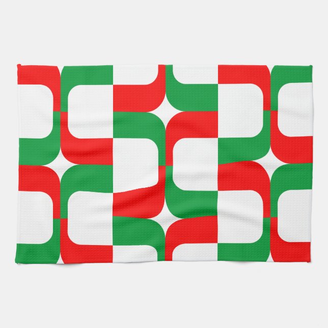 Linge De Cuisine 020614 - Rouge et vert sur blanc (Horizontal)