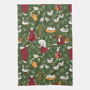 Linge De Cuisine 12 Jours de Noël Folk Art Animal