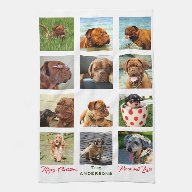 Linge De Cuisine 12 Photo famille ✨ Collage personnalisé (Vertical)