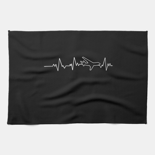 Linge De Cuisine 16.Airplane Heartbeat I Love Aviation Aircraft Fa (Horizontal)