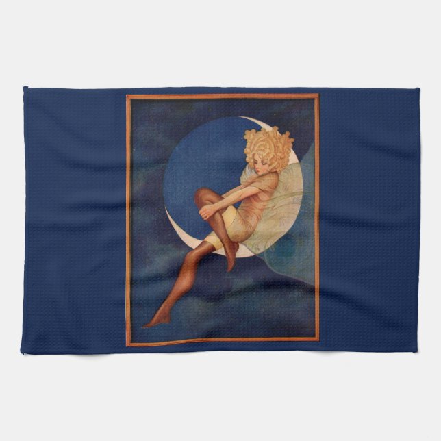 Linge De Cuisine 1920 hosiery et belle femme sur la lune (Horizontal)