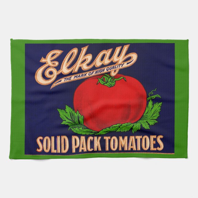 Linge De Cuisine 1930 Elkay Solid Pack Tomates peut imprimer étique (Horizontal)