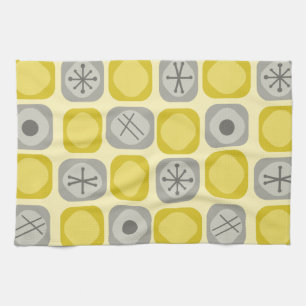 Linge De Cuisine 1950 Mod Art Soft Cubes Jaune Grey