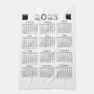 Linge De Cuisine 2023 Calendrier Black Fabric Font Line Art Sewing