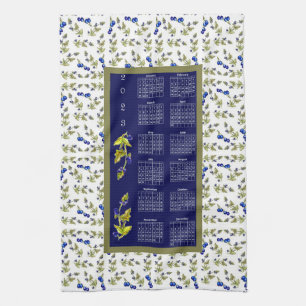 Linge De Cuisine 2023 Calendrier Blueberries Marine Feuille estomp