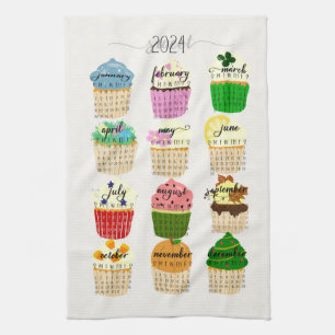Linge De Cuisine 2024 Calendrier Cupcake Kitchen Tea Towel
