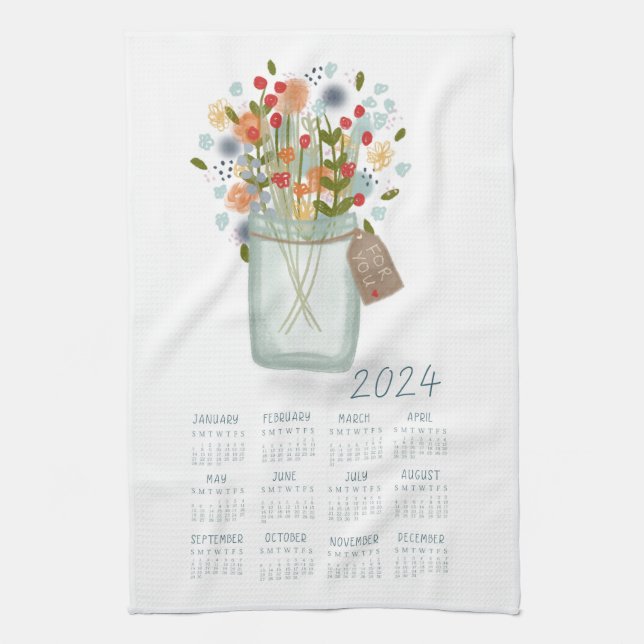 Linge De Cuisine 2024 Tea Towel Calendar Cuisine Dish Towel (Vertical)