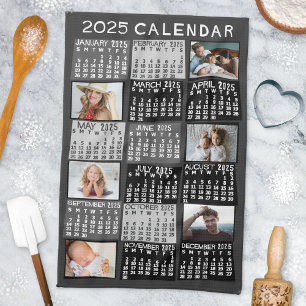 Linge De Cuisine 2025 Année Calendrier mensuel Photo Collage Mod No