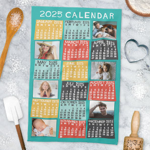 Linge De Cuisine 2025 Année Calendrier mensuel Photo moderne Collag
