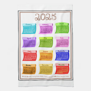 Linge De Cuisine 2025 Calendrier Bolt Fabric Police 12 Mois Couleur