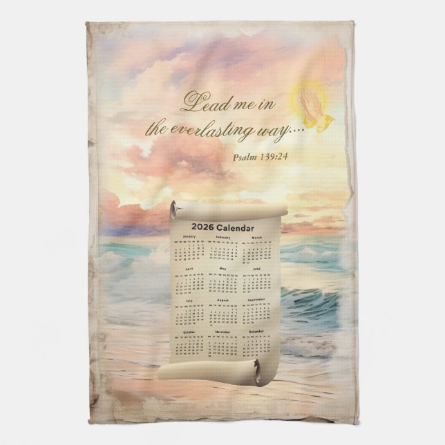Linge De Cuisine 2026 Calendar Towel Inspirational Psalm 139 (Vertical)