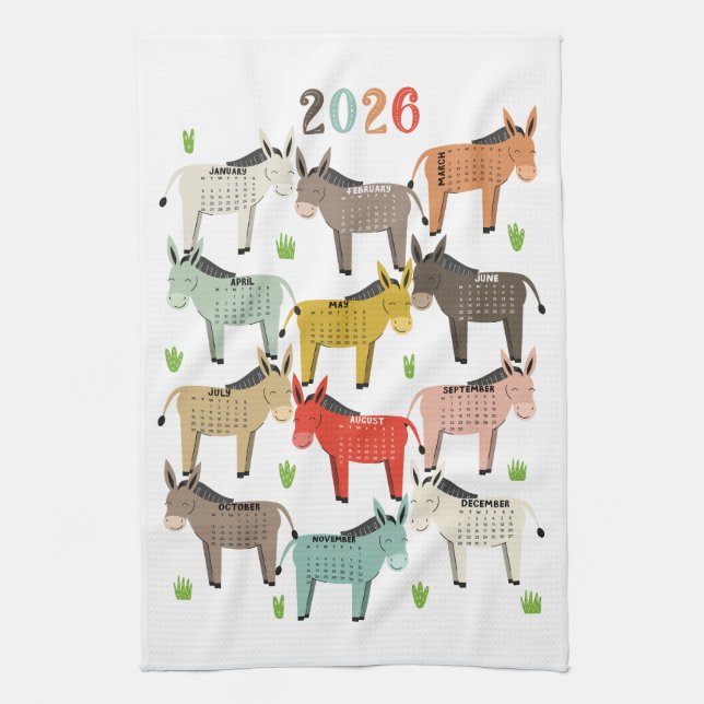 Linge De Cuisine 2026 Calendrier Tons de la Terre âne (Vertical)