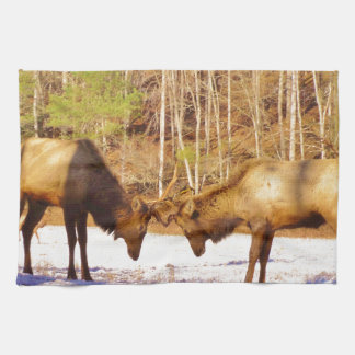Linge De Cuisine 2~ deux Bull Elk dans la neige
