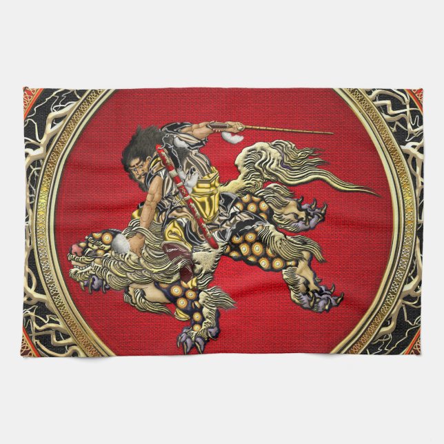 Linge De Cuisine [300] Hokusai - Shoki Riding Shishi Lion (Horizontal)