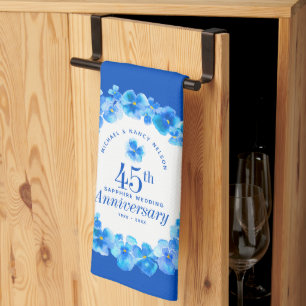 Linge De Cuisine 45e anniversaire mariage saphir bleu pansy
