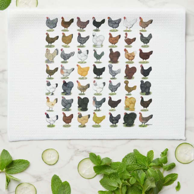 Linge De Cuisine 49 poules de poulet (Plié)