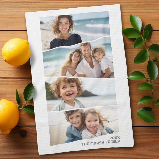 Linge De Cuisine 4 Collage De Photo Inégal - Funky Quadrilatéral Ar (Personalized kitchen towel with 4 photos)