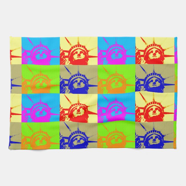 Linge De Cuisine 4 Couleur Pop Art Lady Liberty (Horizontal)