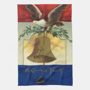 Linge De Cuisine 4 juillet vintage avec Eagle et Liberty Bell