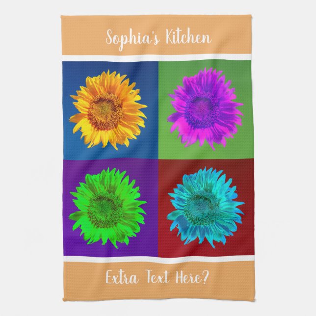 Linge De Cuisine 4 Tournesols En 4 Carrés Colorés do-it-yourself No (Vertical)